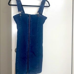 Denim zip up dress